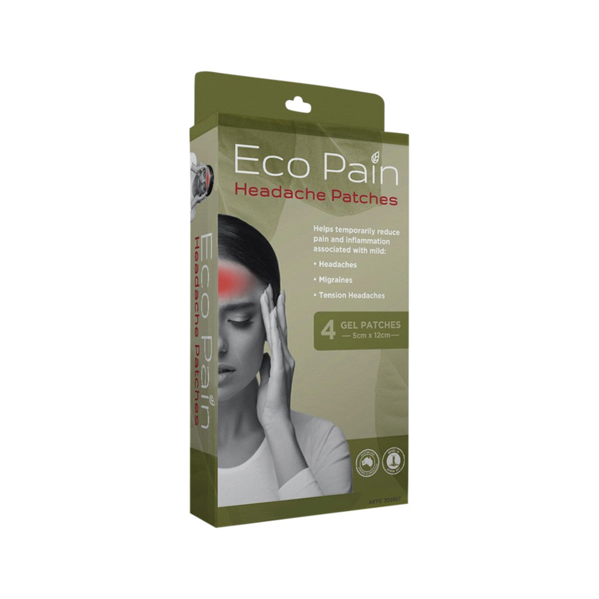 Eco Modern Essential Naturals Pain Patches Headache (Gel Patches 5cm x 12cm) x 4 Pack
