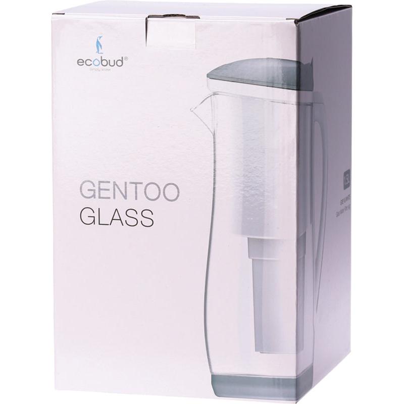 Ecobud Gentoo Glass Water Filter Jug Grey Energy & White 1.5L