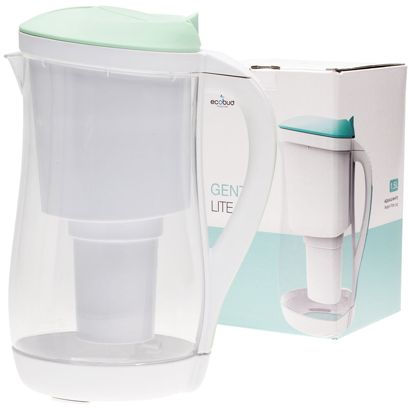 Ecobud Gentoo Plastic Water Filter Jug Aqua & White 1.5L