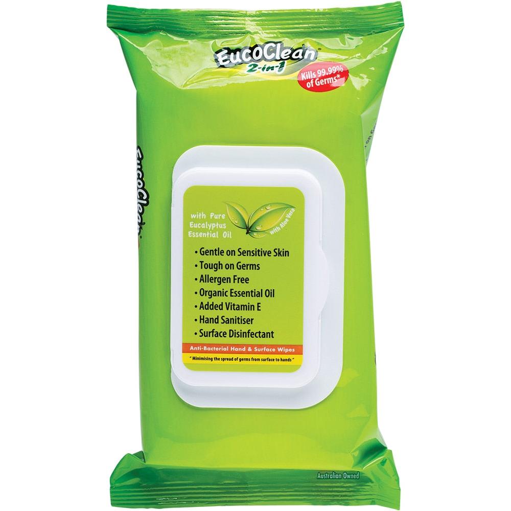 Eucoclean AntiBacterial Wipes 2in1 Hand & Surface with added Vitamin E 60