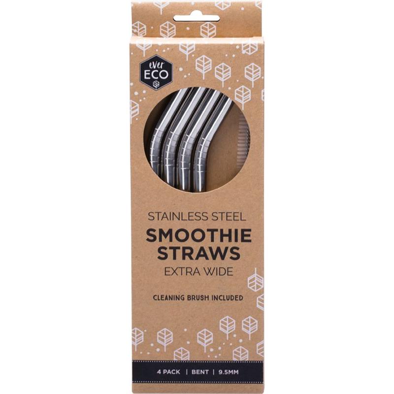 Ever Eco Smoothie Straws Bent Stainless Steel + Cleaning Brush 4