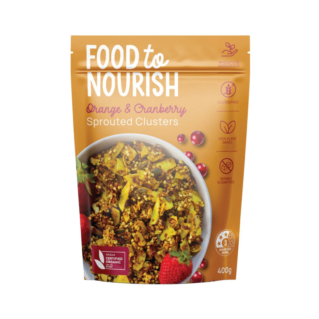Food To Nourish Orange & Cranberry Sprouted Clusters 400g