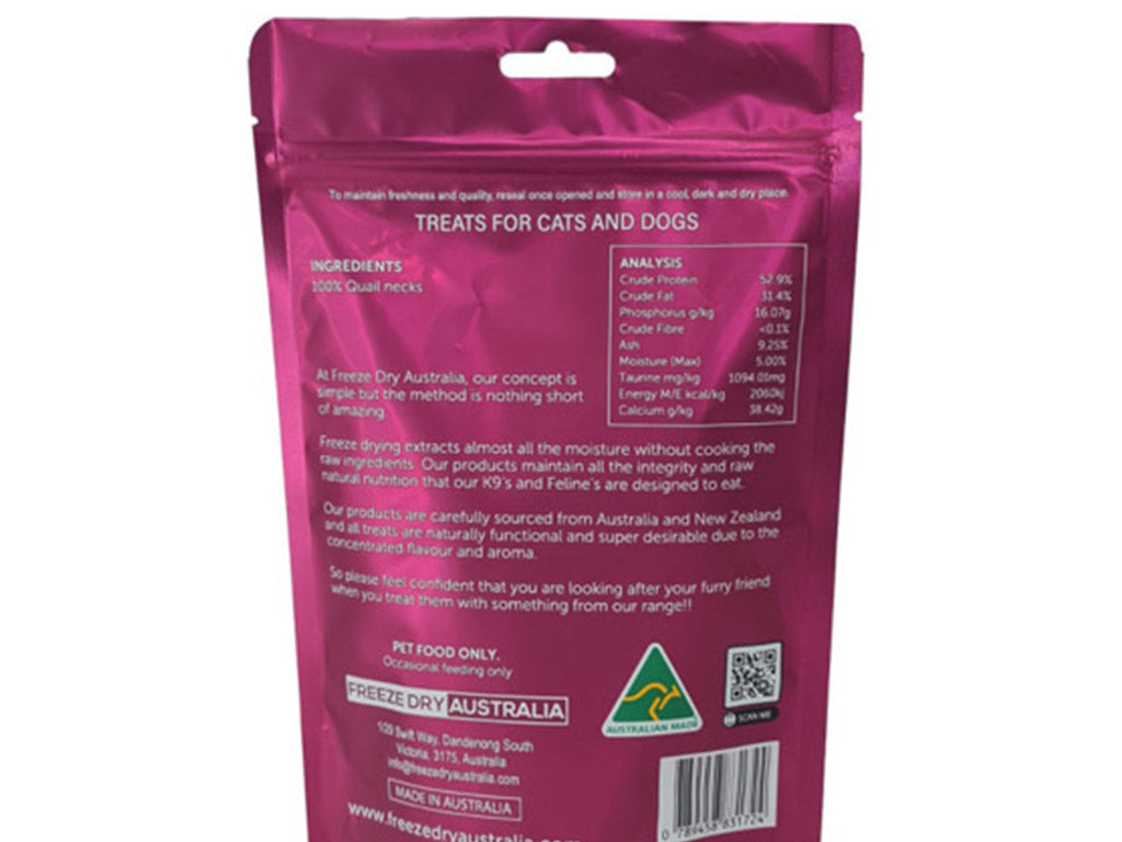 Freeze Dry Australia Quail Necks 100g