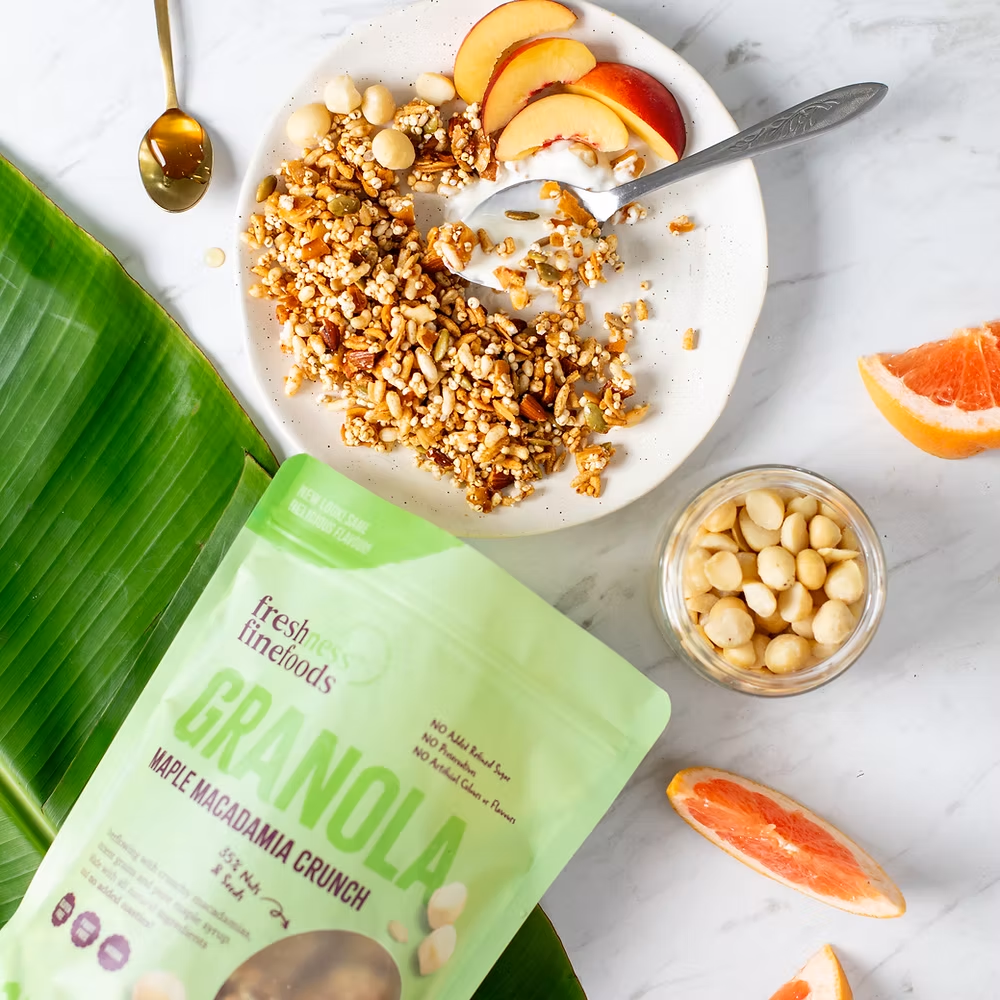 Freshness Fine Foods Gluten Free Maple and Macadamia Crunch Granola 280g