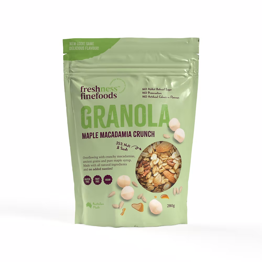 Freshness Fine Foods Gluten Free Maple and Macadamia Crunch Granola 280g