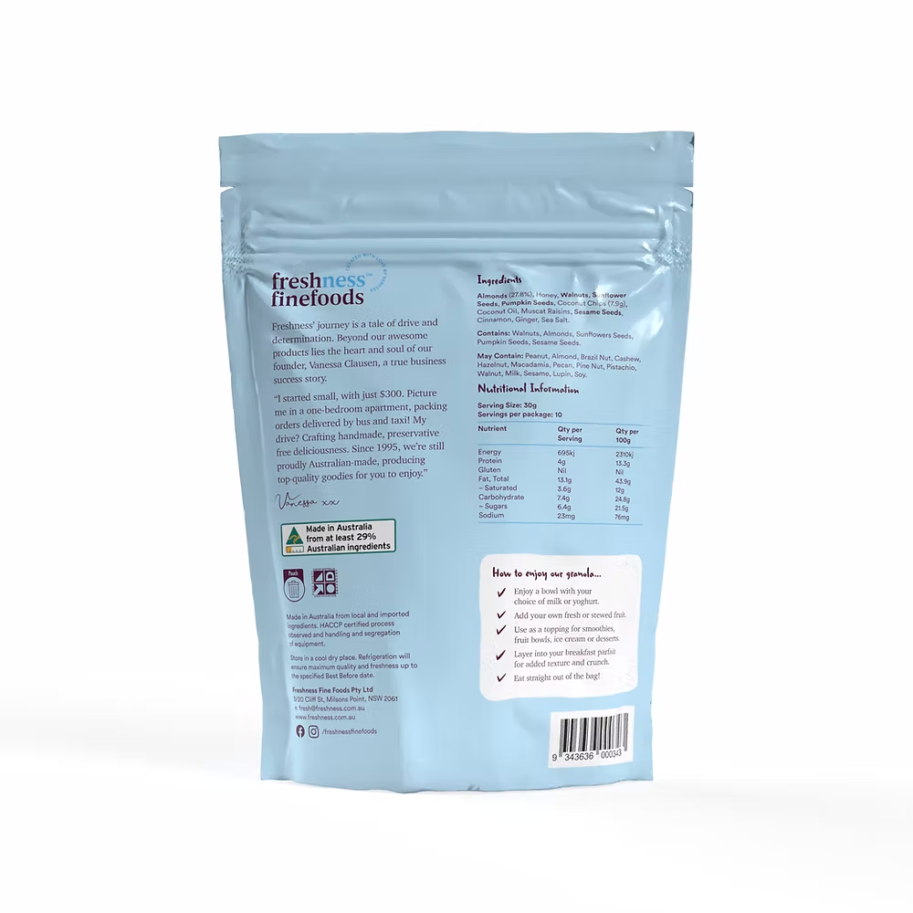 Freshness Fine Foods Paleo Gluten Free Coconut and Almond Granola 300g