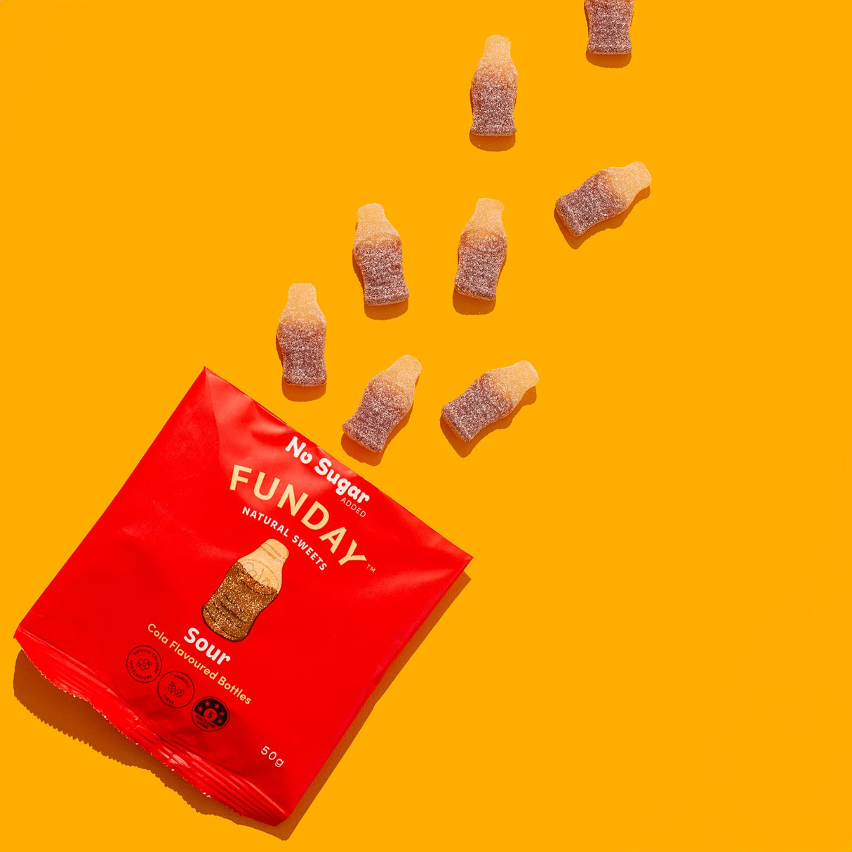 Funday Sour Cola Gummy Bottles 50g