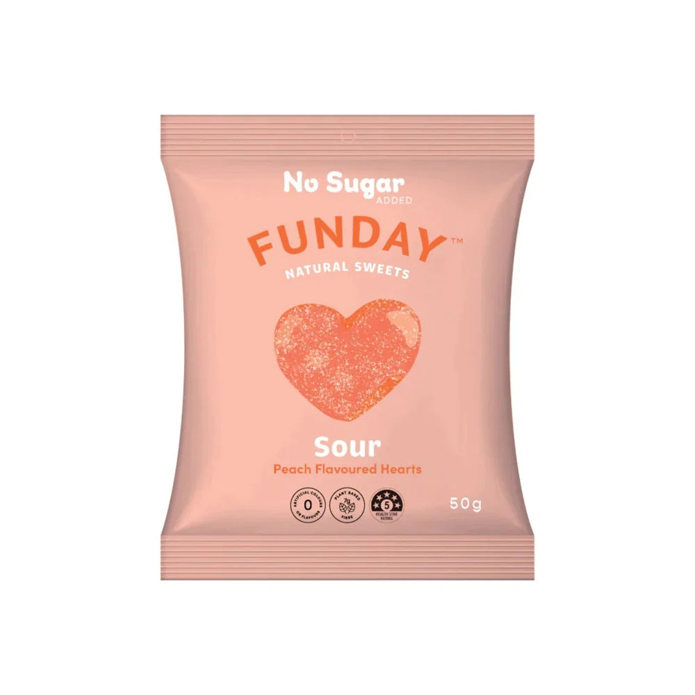 Funday Sour Peach Hearts 50g
