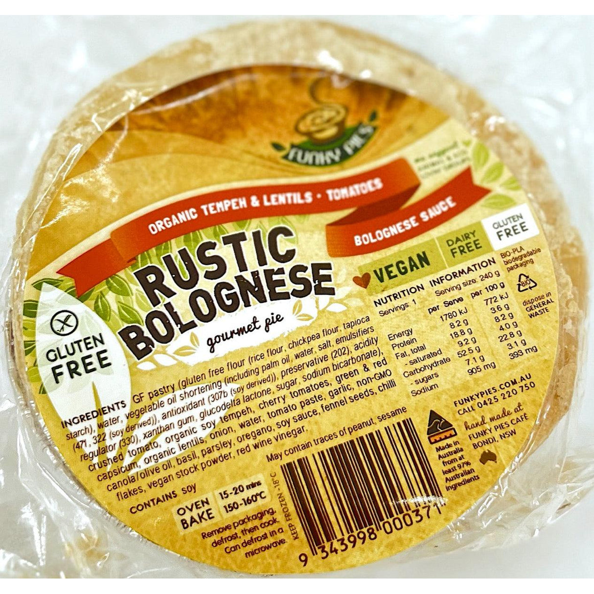 Funky Pies GF Rustic Bolognese Pies 240g