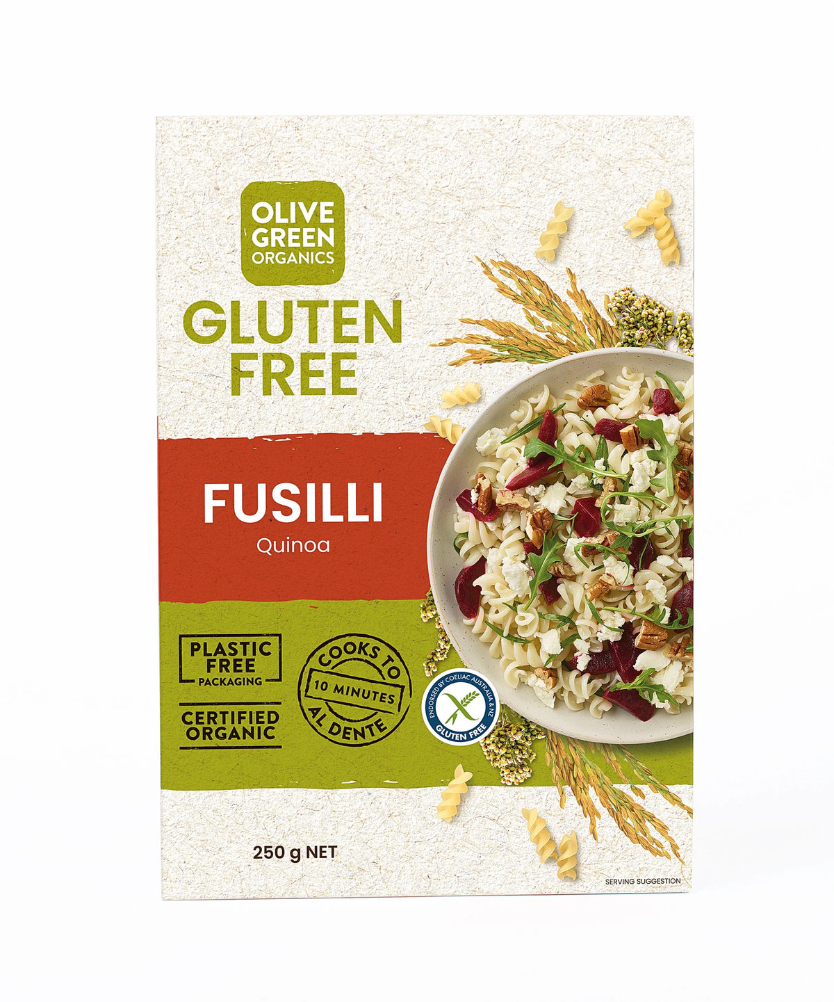 Olive Green Organics Gluten Free Quinoa & Rice Fusilli 250g