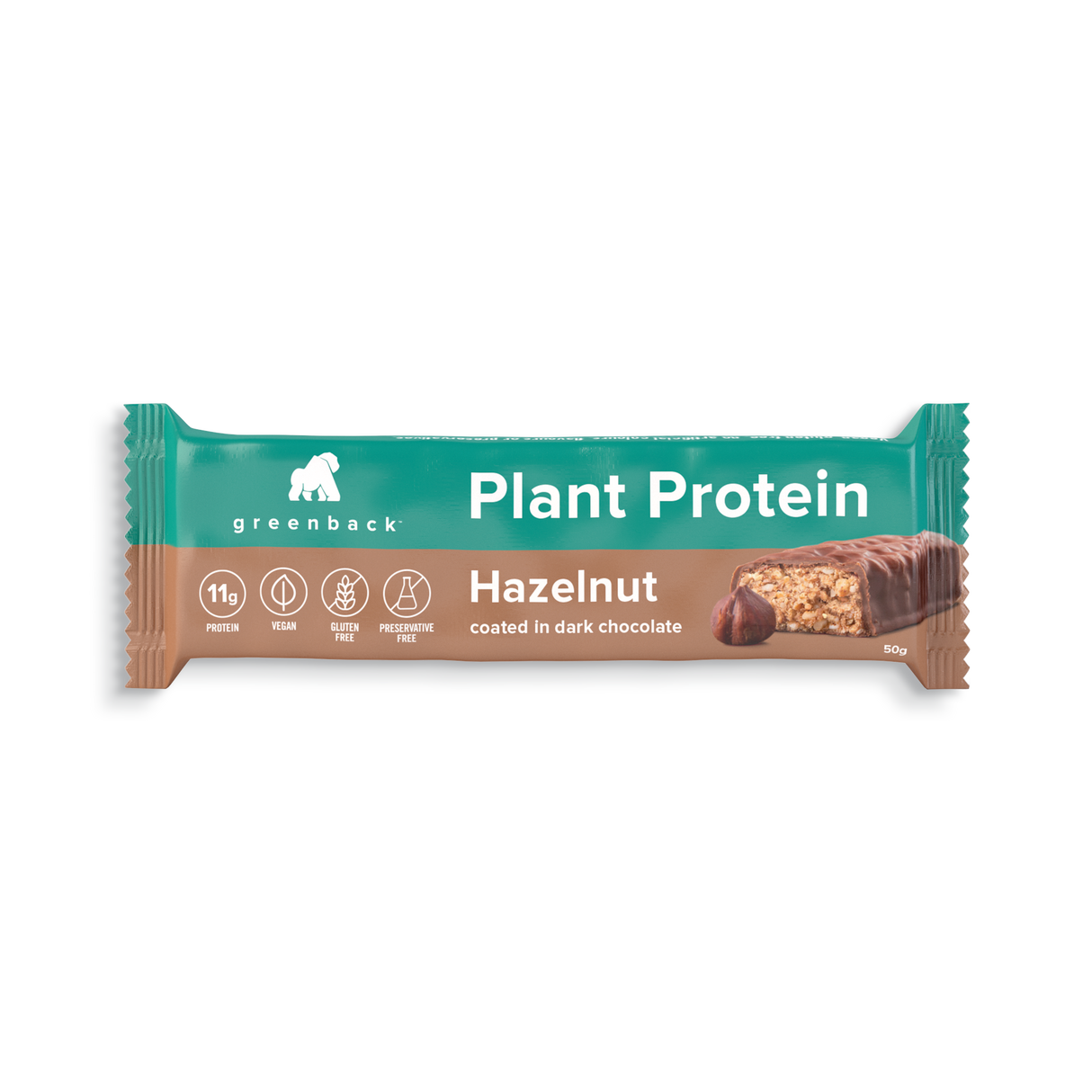 Greenback Plant Protein Hazelnut Bar 50g