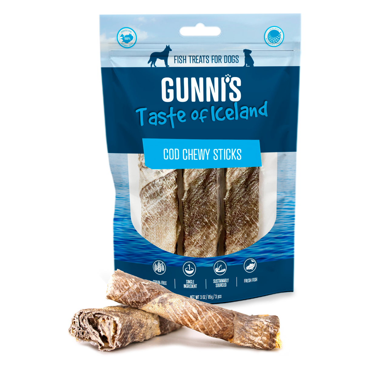 Gunni's Cod Chewy Sticks Dog Treat 85g