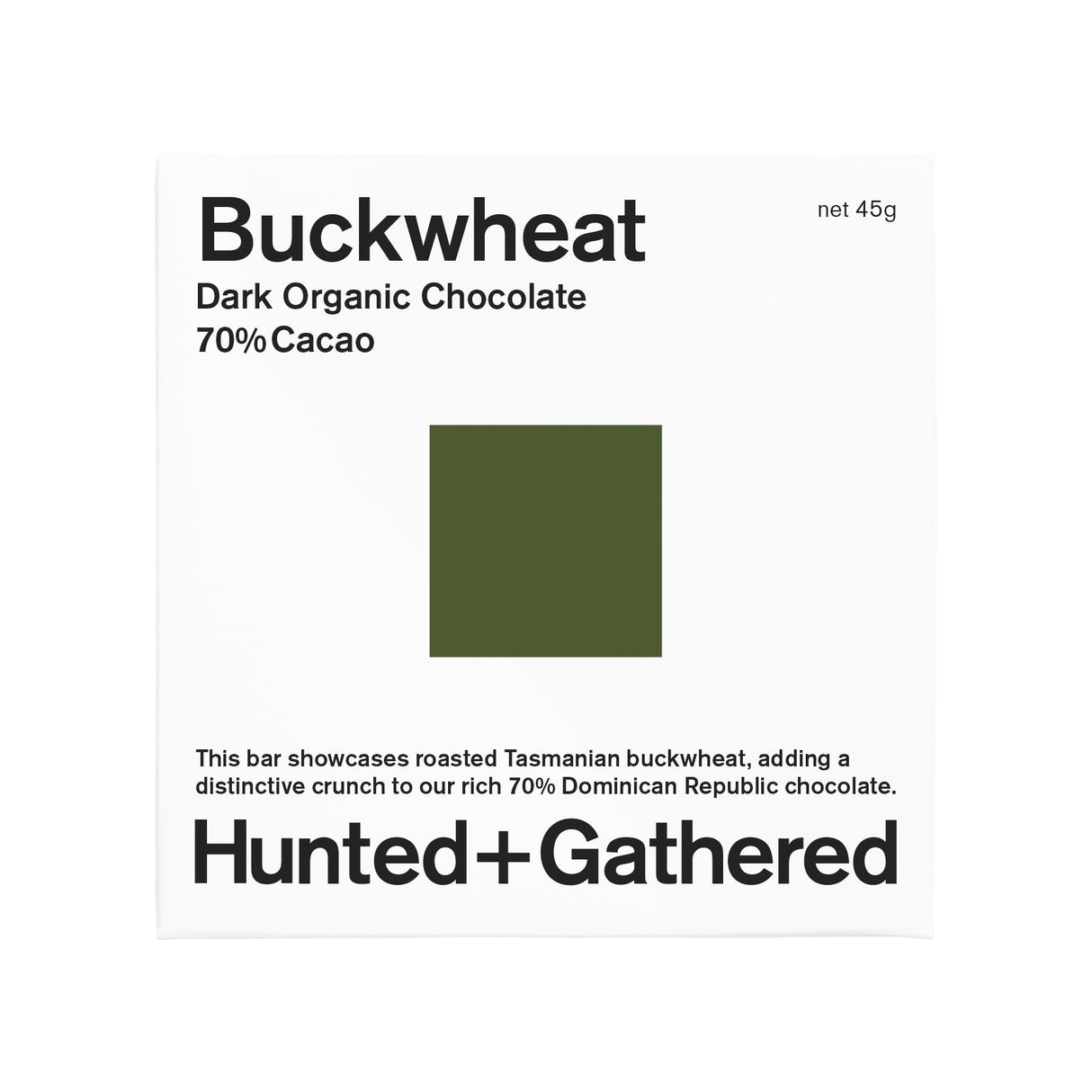 Hunted+Gathered Buckwheat Dark Organic Chocolate 70% Cacao 45g
