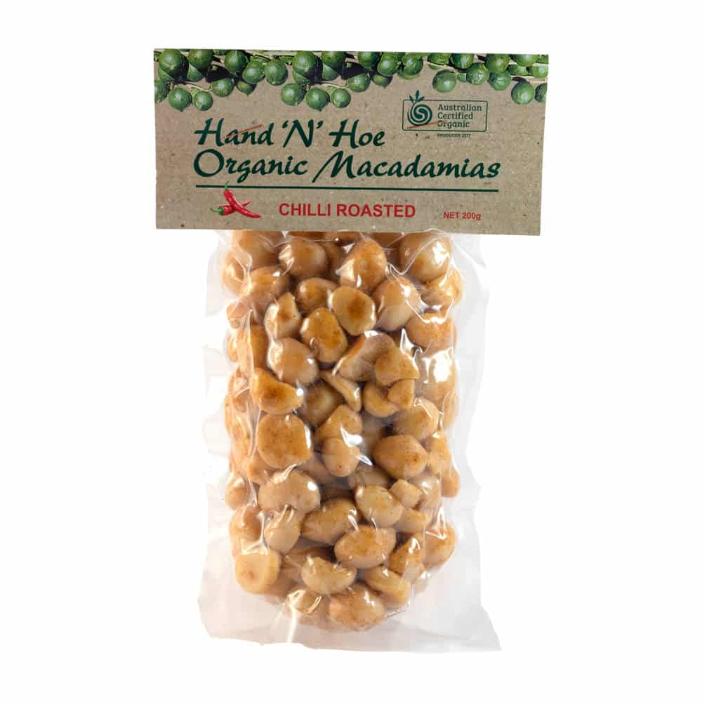 Hand and Hoe Macadamia Macadamias – Chilli Roasted 200g