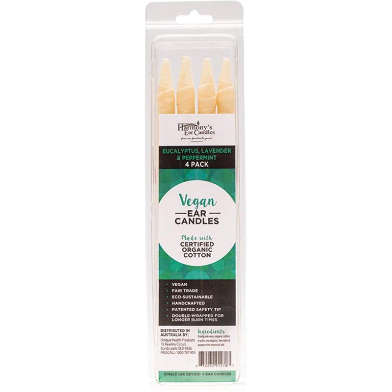 Harmony's Vegan Ear Candles - Eucalyptus Lavender & Peppermint 4pk
