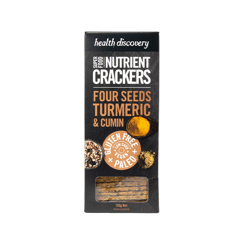Health Discovery Paleo Four Seeds Turmeric & Cumin Nutrient Crackers 150g
