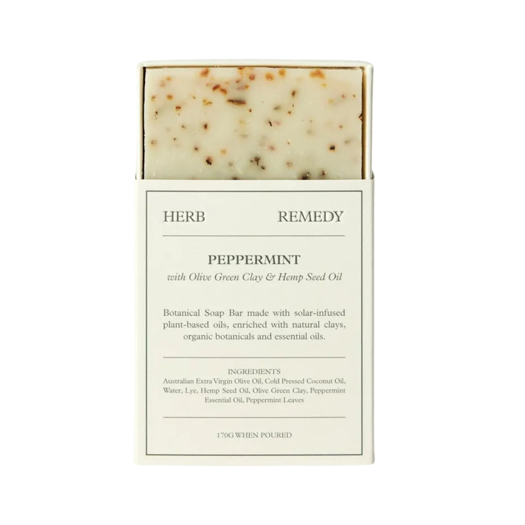 Herb Remedy Peppermint Soap with Olive Green Clay & Hemp Seed Oil 170g