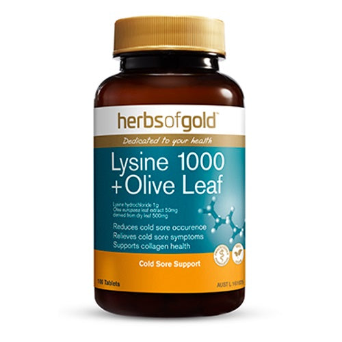 Herbs of Gold Lysine 1000 + Olive Leaf 100t