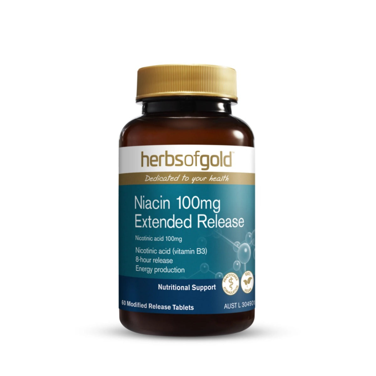 Herbs of Gold Niacin 100mg Extended Release 60t