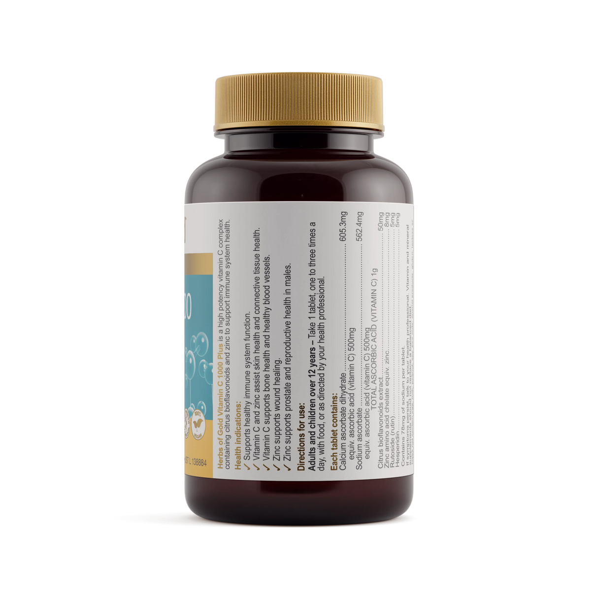 Herbs of Gold Vitamin C 1000 Plus Zinc 120t