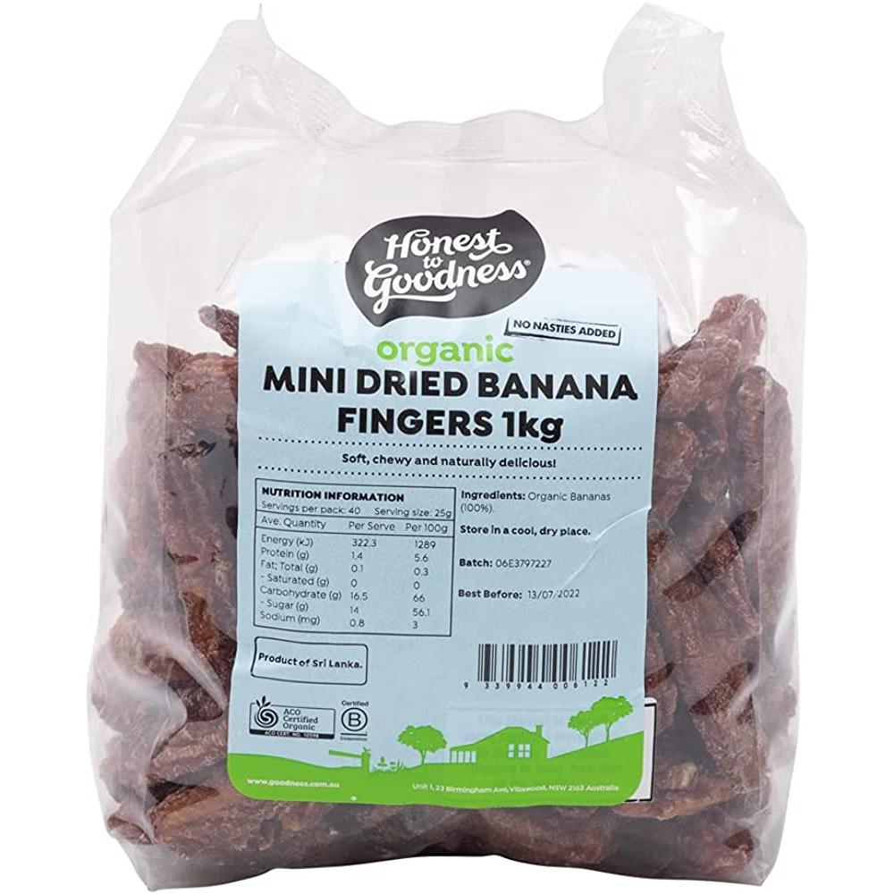Honest to Goodness Dried Banana Fingers Mini 1Kg