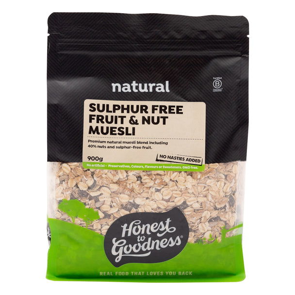 Honest to Goodness Muesli 40% Fruit/Nut/Seeds Sulphur Free 900g