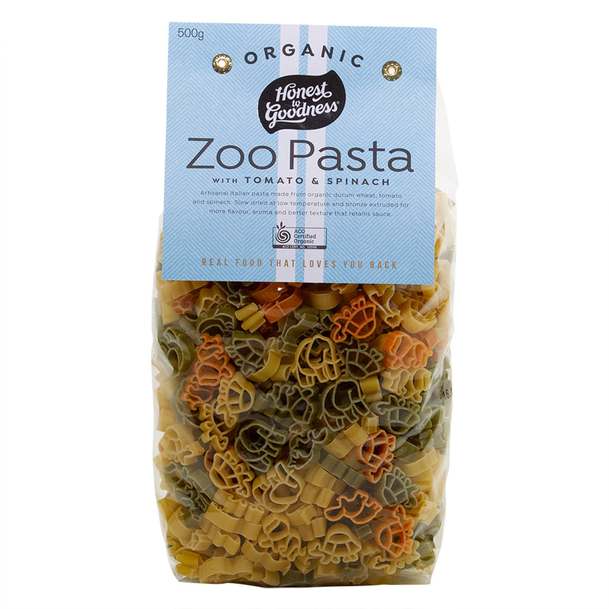 Honest to Goodness Zoo Pasta with Tomato & Spinach 500g
