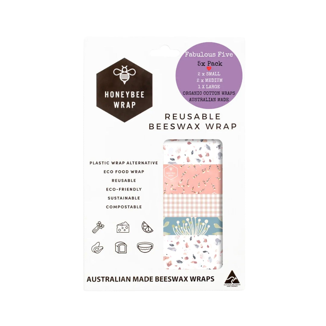 Honeybee Wrap Reusable Beeswax Wrap 5x Pack