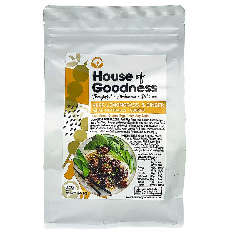 House Of Goodness Meatball Beef Lemongrass 320g