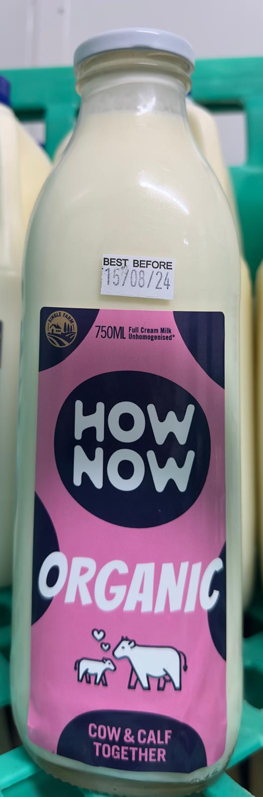 How Now Dairy Organic Full Cream Milk 750ml