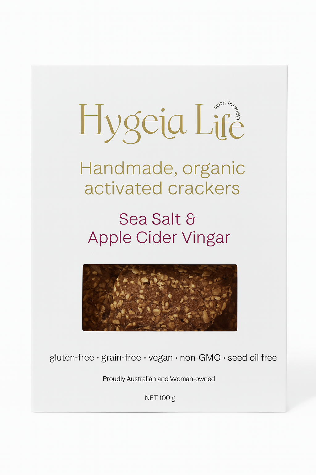 Hygeia Life Handmade Organic Activated Crackers Sea Salt & Apple Cider Vinegar 100g