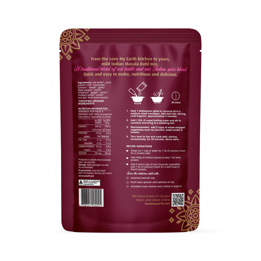 Love My Earth Organic Dahl Mix Indian Masala 200G