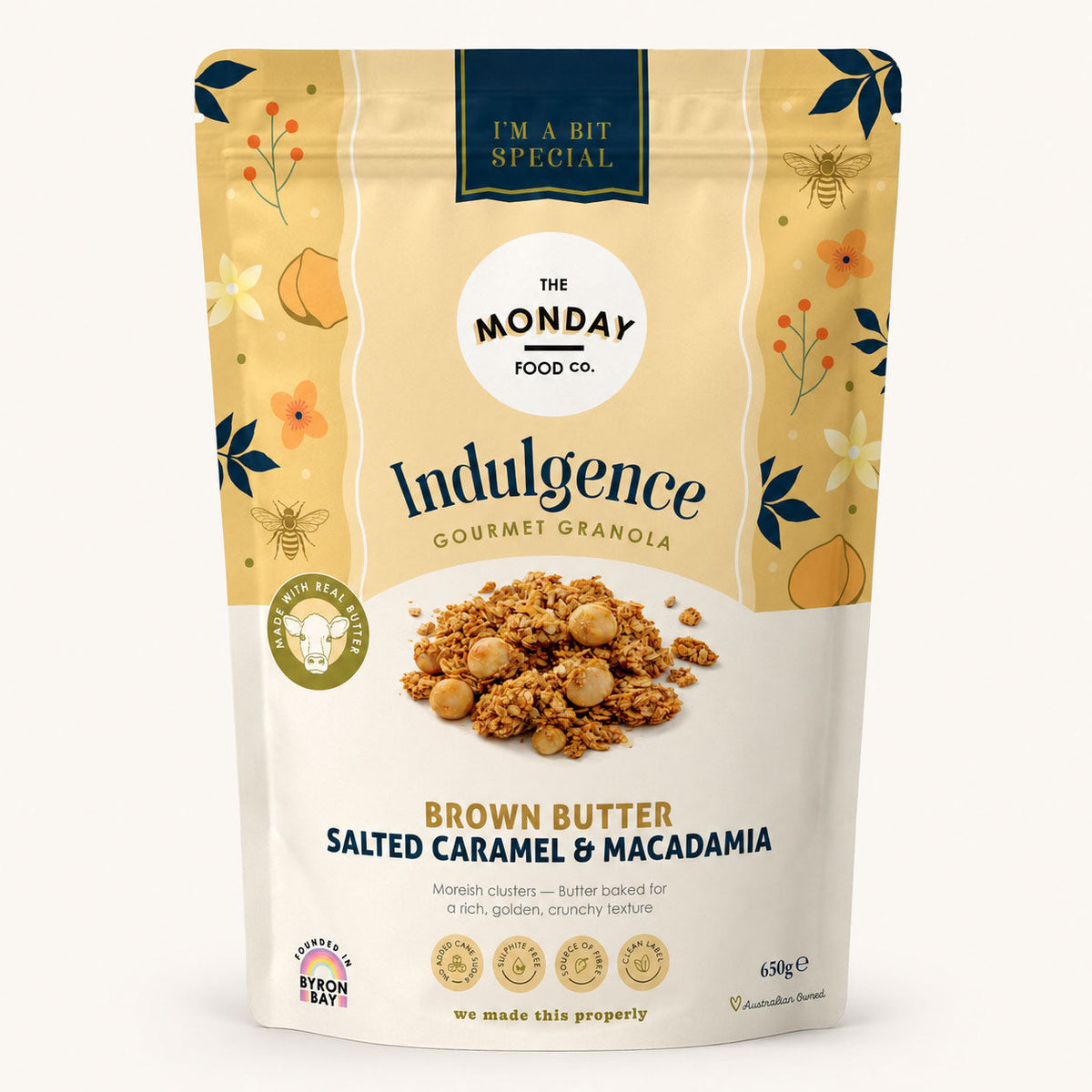 The Monday Food Co Indulgence Brown Butter Salted Caramel & Macadamia Granola 650g
