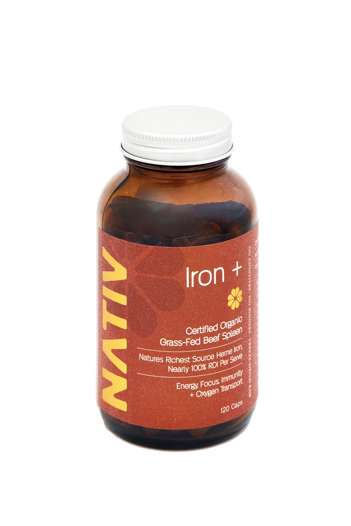 Nativ Meats Bovine Multi – Organic Grass-Fed Beef Organs Iron+ 120 Caps