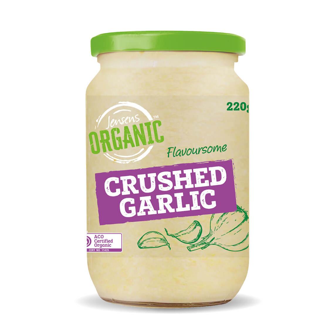 Jensens Organic Crushed Garlic 220g