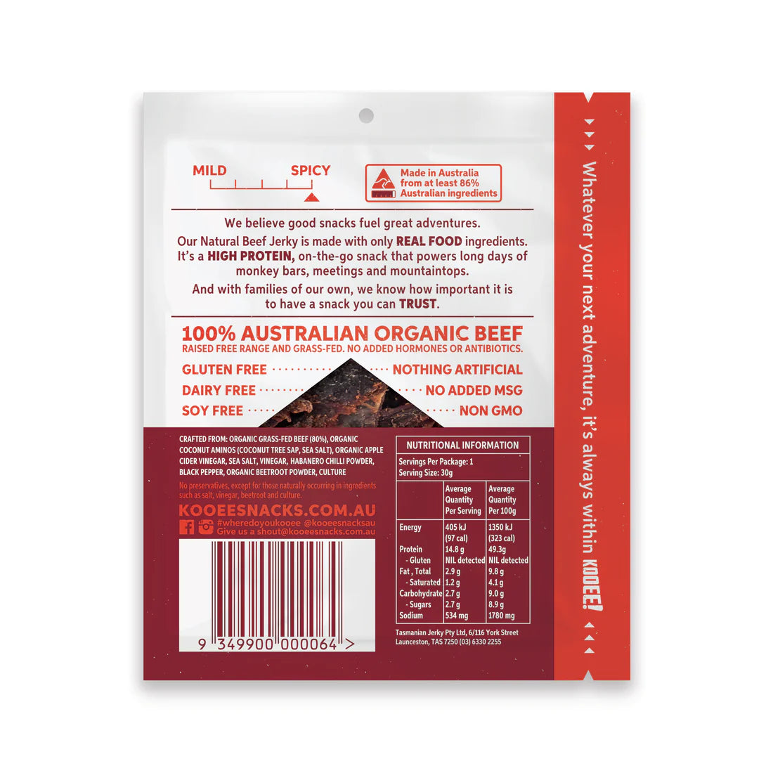 Kooee Habanero Chilli Beef Jerky 30g