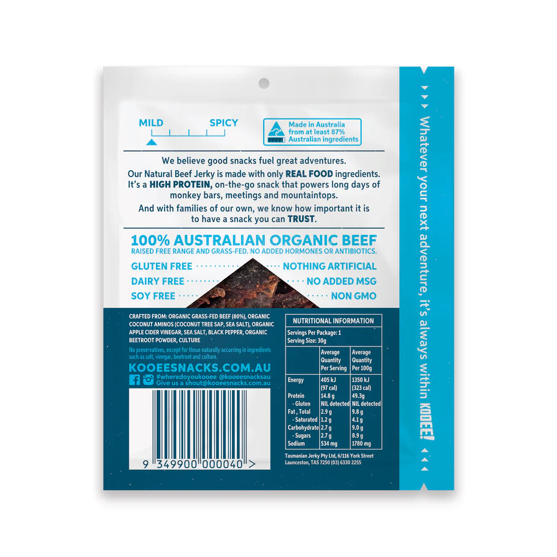 Kooee Sea Salt Beef Jerky 30g