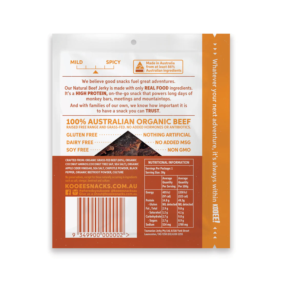 Kooee Smoked Chipotle Beef Jerky 30g