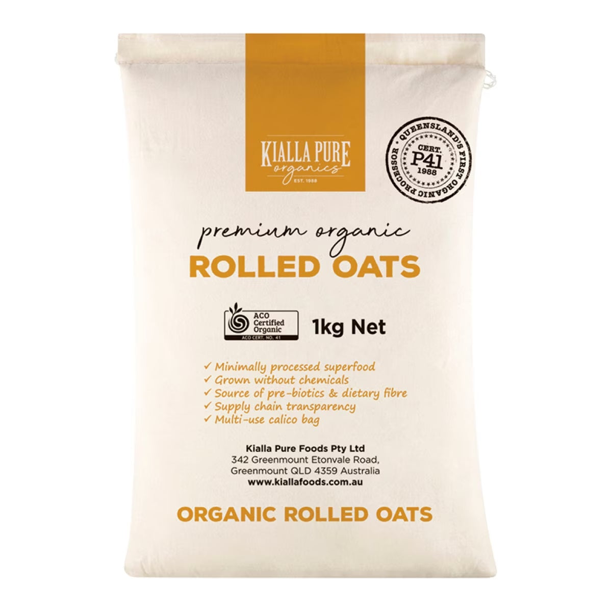 Kialla Organic Oats Rolled 1Kg
