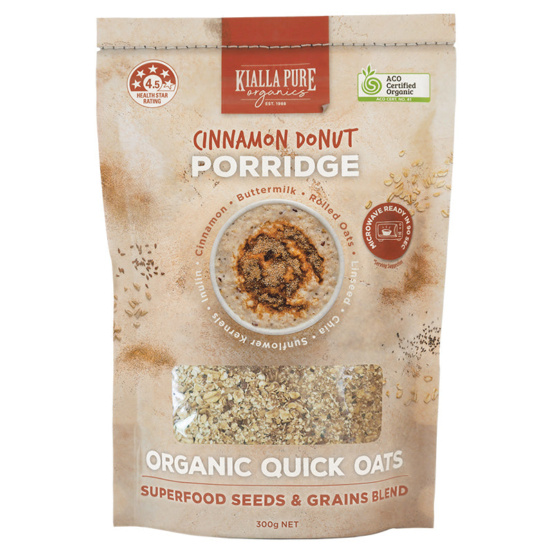 Kialla Organic Quick Oat Cinnamon Donut Porridge 300g