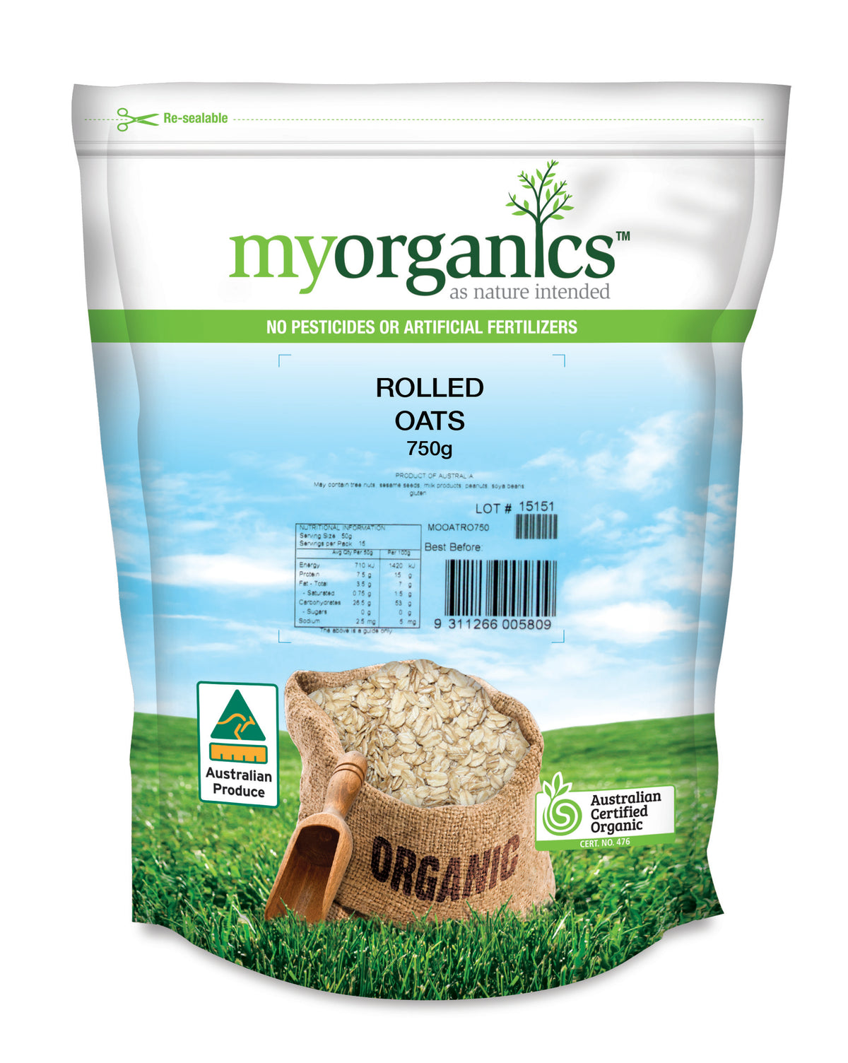 My Organics Rolled Oats 750g