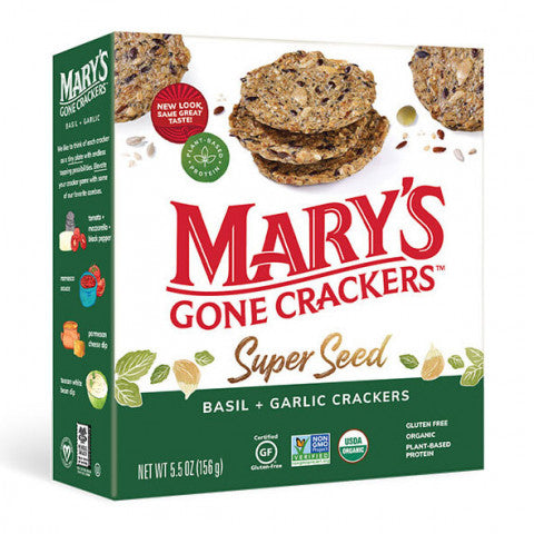 Marys Organic Basil Garlic Crackers 155g
