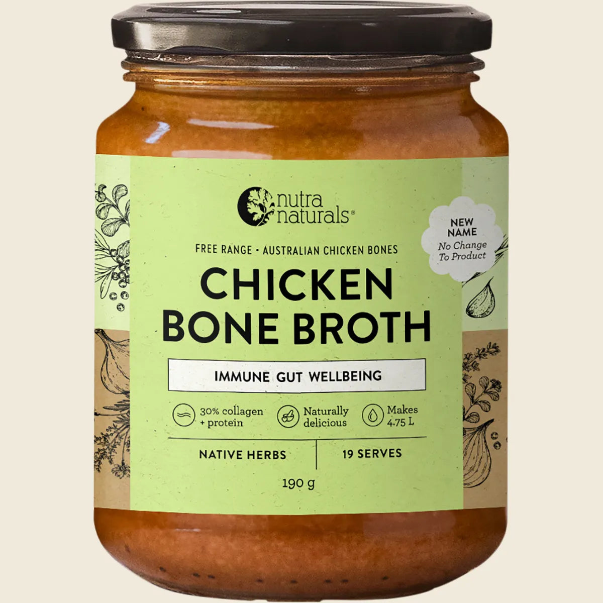 Nutra Organics Chicken Bone Broth Concentrate Native Herbs 190g