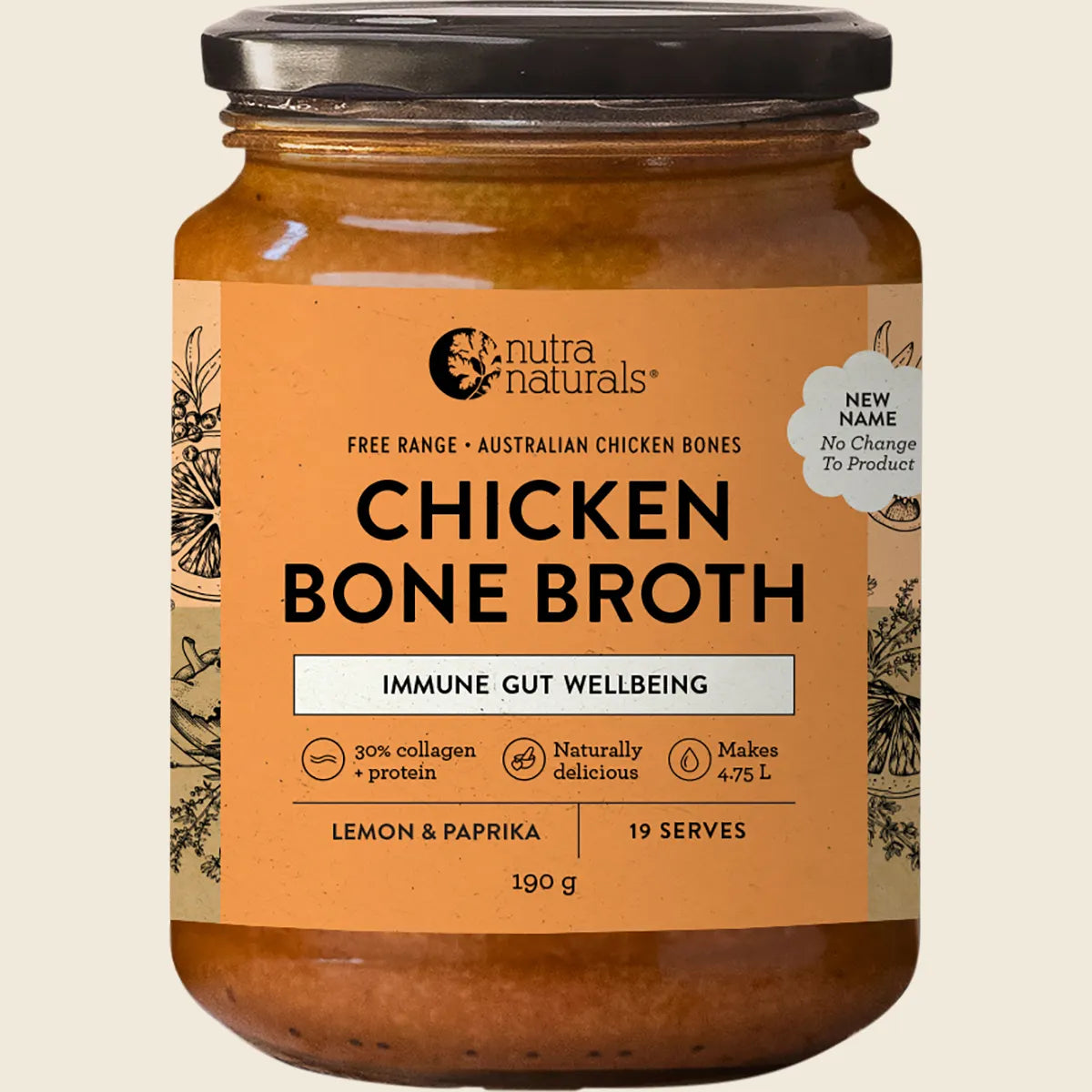Nutra Organics Chicken Bone Broth Concentrate Lemon & Paprika 190g