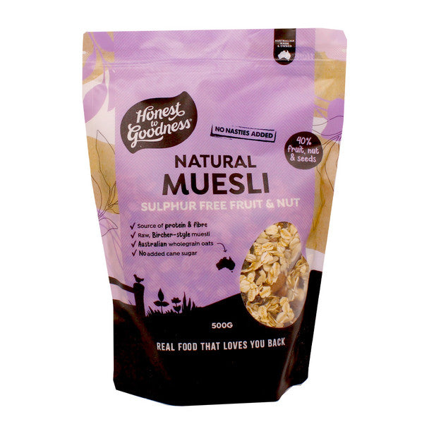 Honest to Goodness Natural Muesli - Sulphur Free Fruit & Nut 500g