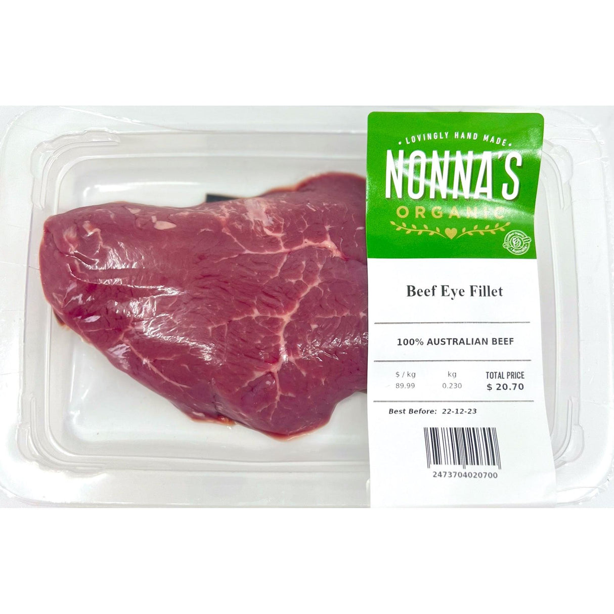 Nonna's Organic Meat Eye Fillet Steak Per Kg
