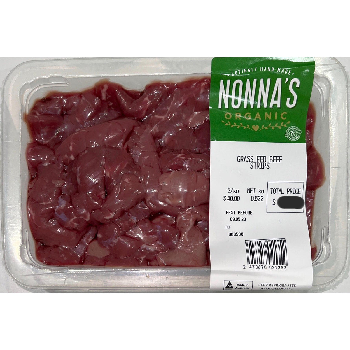 Fresh grass fed beef strips