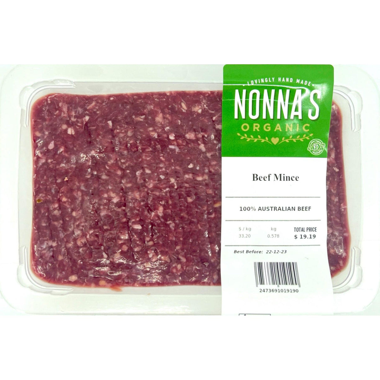 Nonna's Organic Meat Grass Fed Extra Lean Beef Mince Per Kg