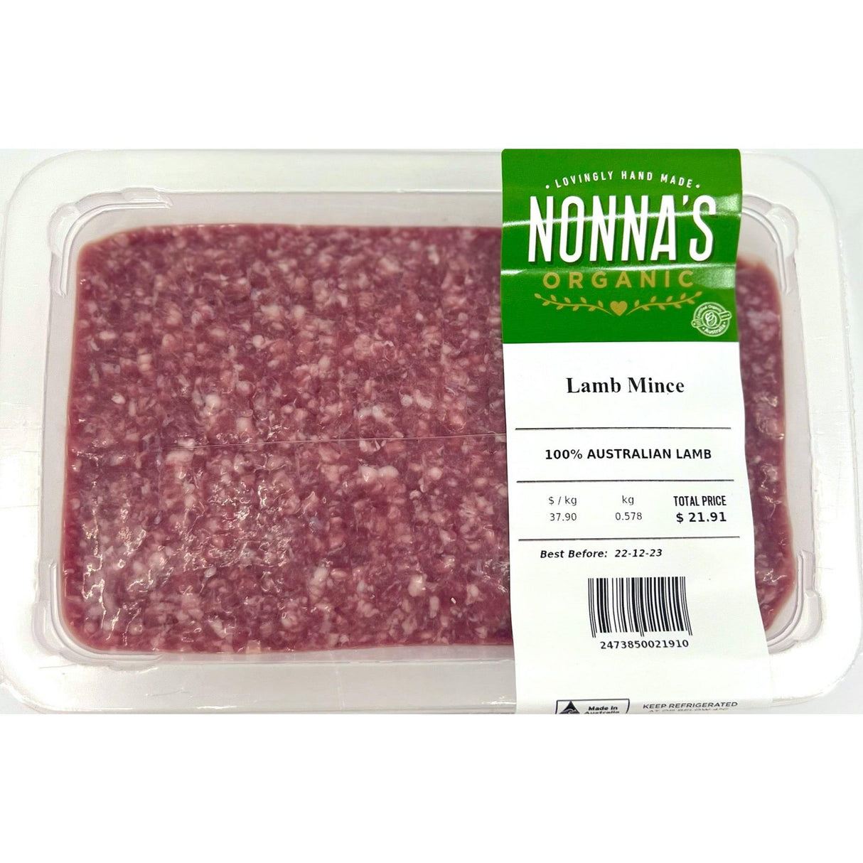 Nonna's Organic Meat Grass Fed Lamb Mince Per Kg
