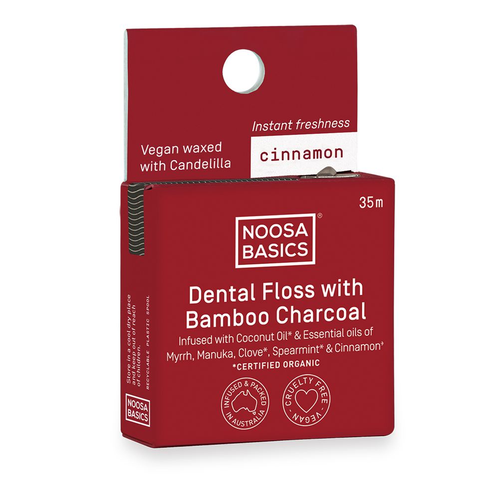 Noosa Basics Dental Floss with Charcoal Cinnamon 35m